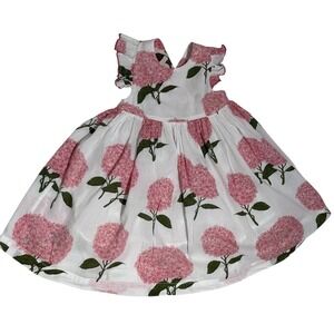 Pink Chicken Floral Dress Hydrangea Print Girls Size 5 Years 100% Cotton